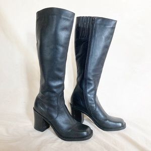 MIA | y2k black leather chunky tall boots vintage • size 8.5